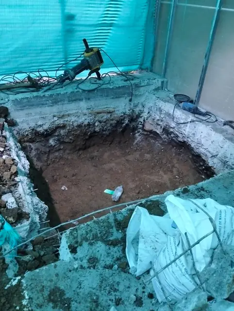 Excavación y demolición para el foso de ascensor